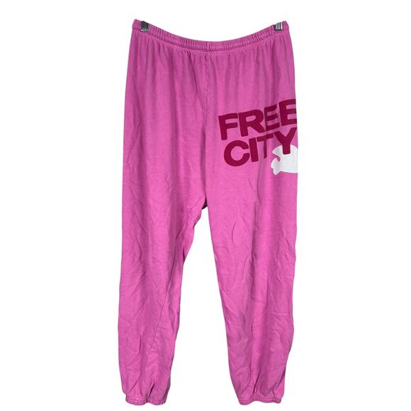 Free City Let's go Together Life Nature Love Size Medium Tokyo Pink Sweatpants - Picture 1 of 7